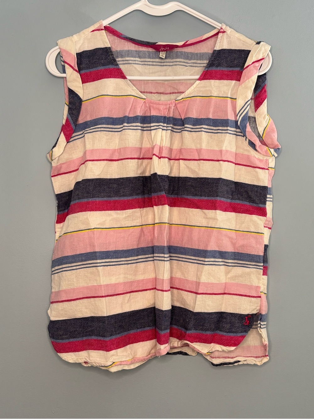 Joules Womens Multicoloured Striped Sleeveless Blouse Linen Blend Size 10